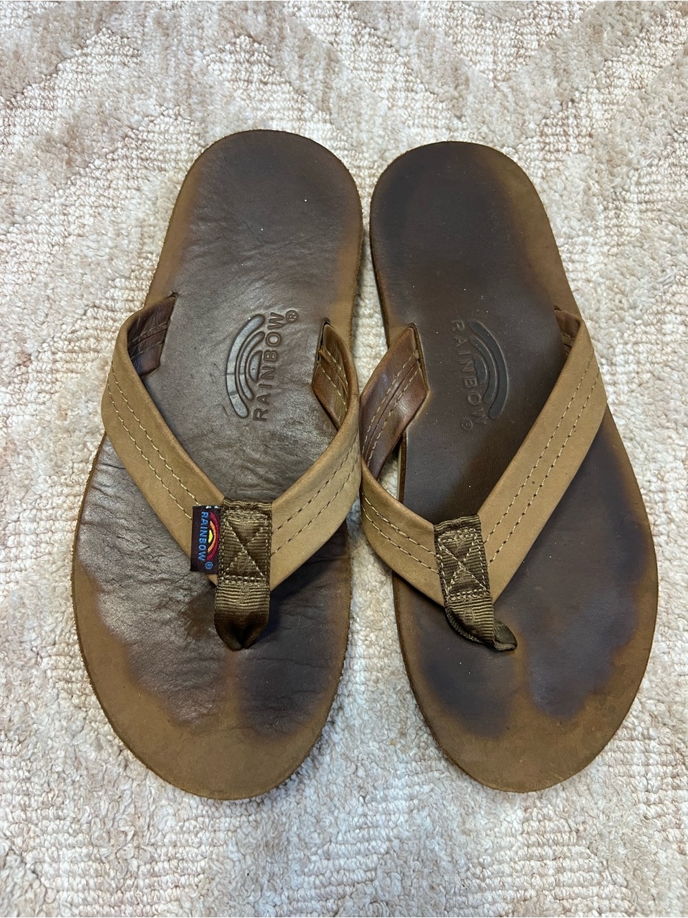 Rainbow Men’s Brown Leather Flip Flops
